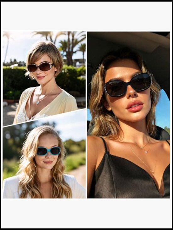 Polarized Wrap Around Sunglasses with Rhinestone Frame UV400 Protection main image 4